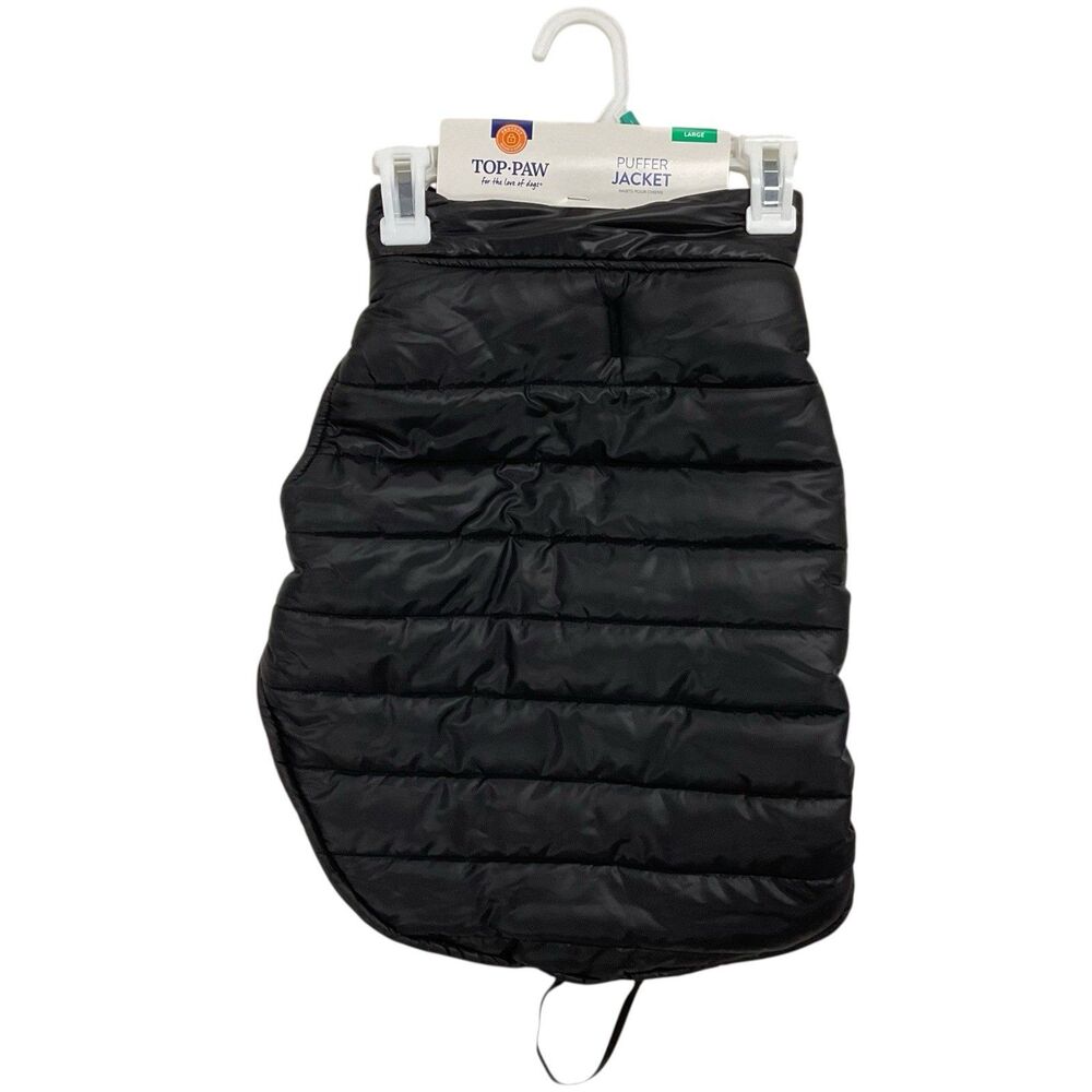 Top‎ Paw Size Large (17.5”) Black Reversible Puffer Dog Jacket Warm Winter NWT